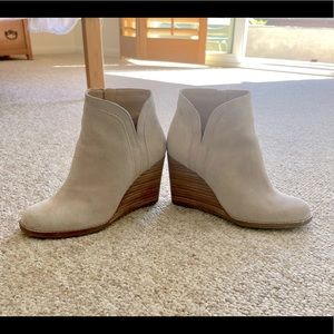 Lucky Brand Suede Ankle Wedge Bootie